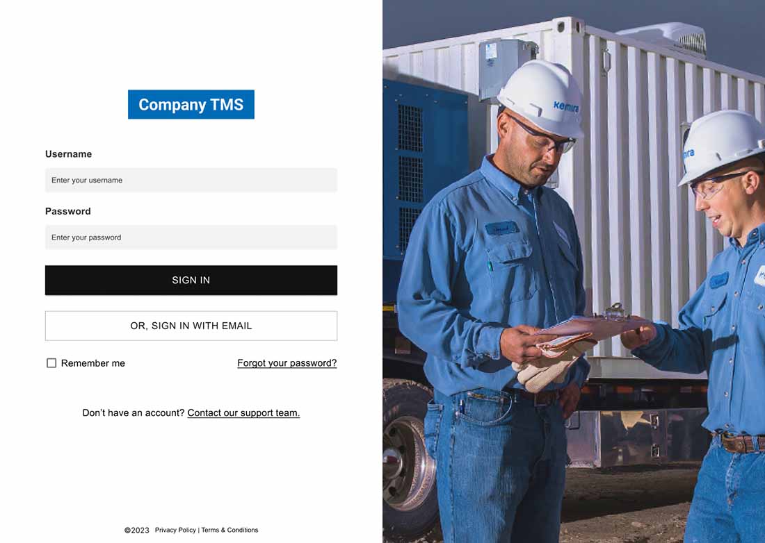 Log In page